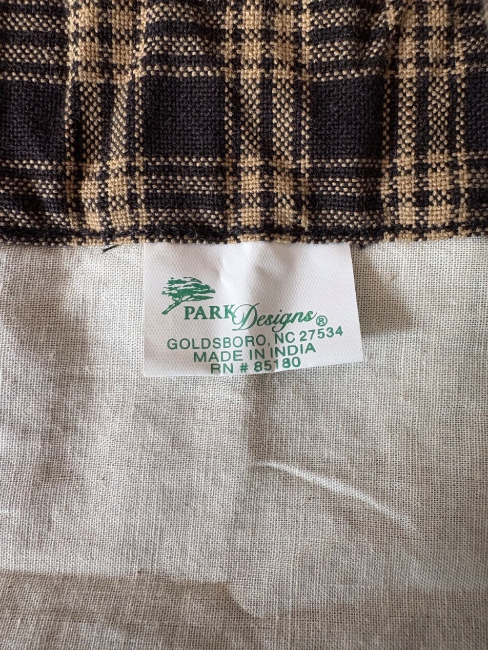 Park Designs Sturbridge Star Farmhouse Valance Black/Tan 60"x14" Lined Cotton - Picture 5 of 6
